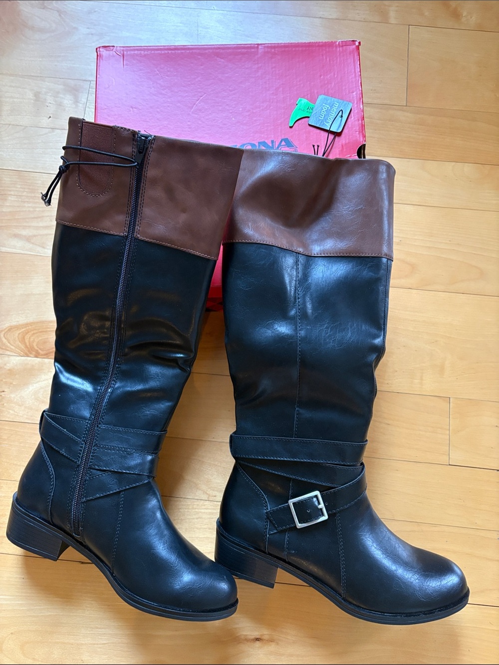 Arizona Jean Company Black and Brown Two-Tone Riding Boots